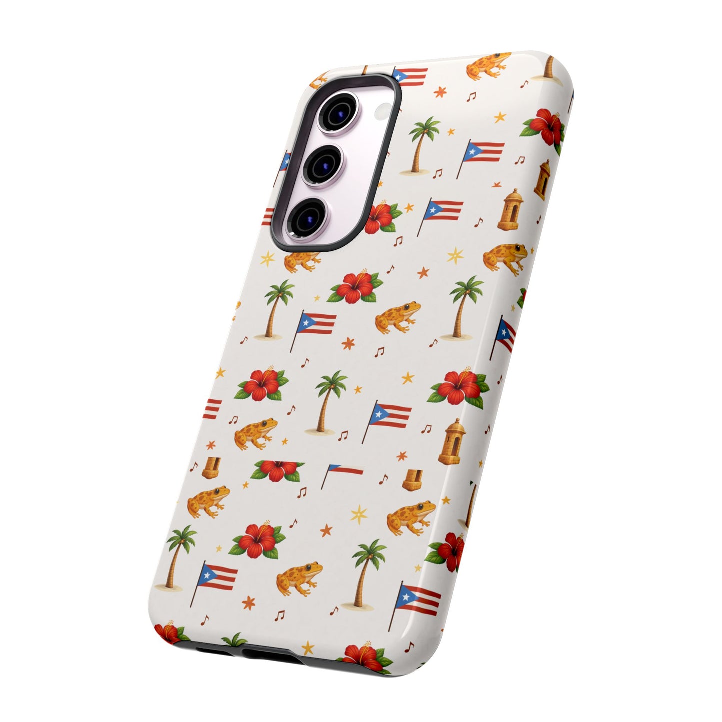 Puerto Rico Pattern Phone Case — Tropical Flag, Hibiscus & Coqui Tough Case