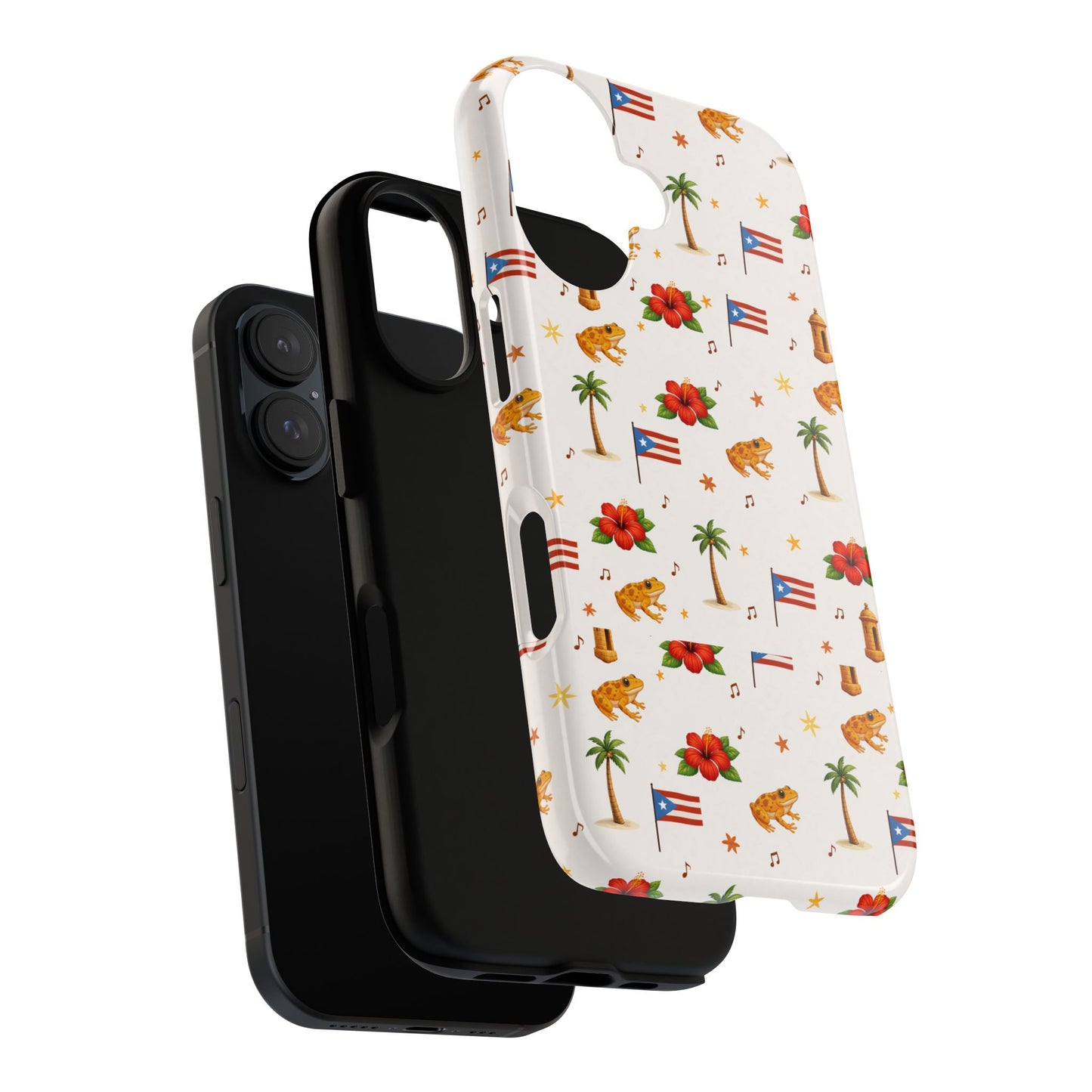 Puerto Rico Pattern Phone Case — Tropical Flag, Hibiscus & Coqui Tough Case