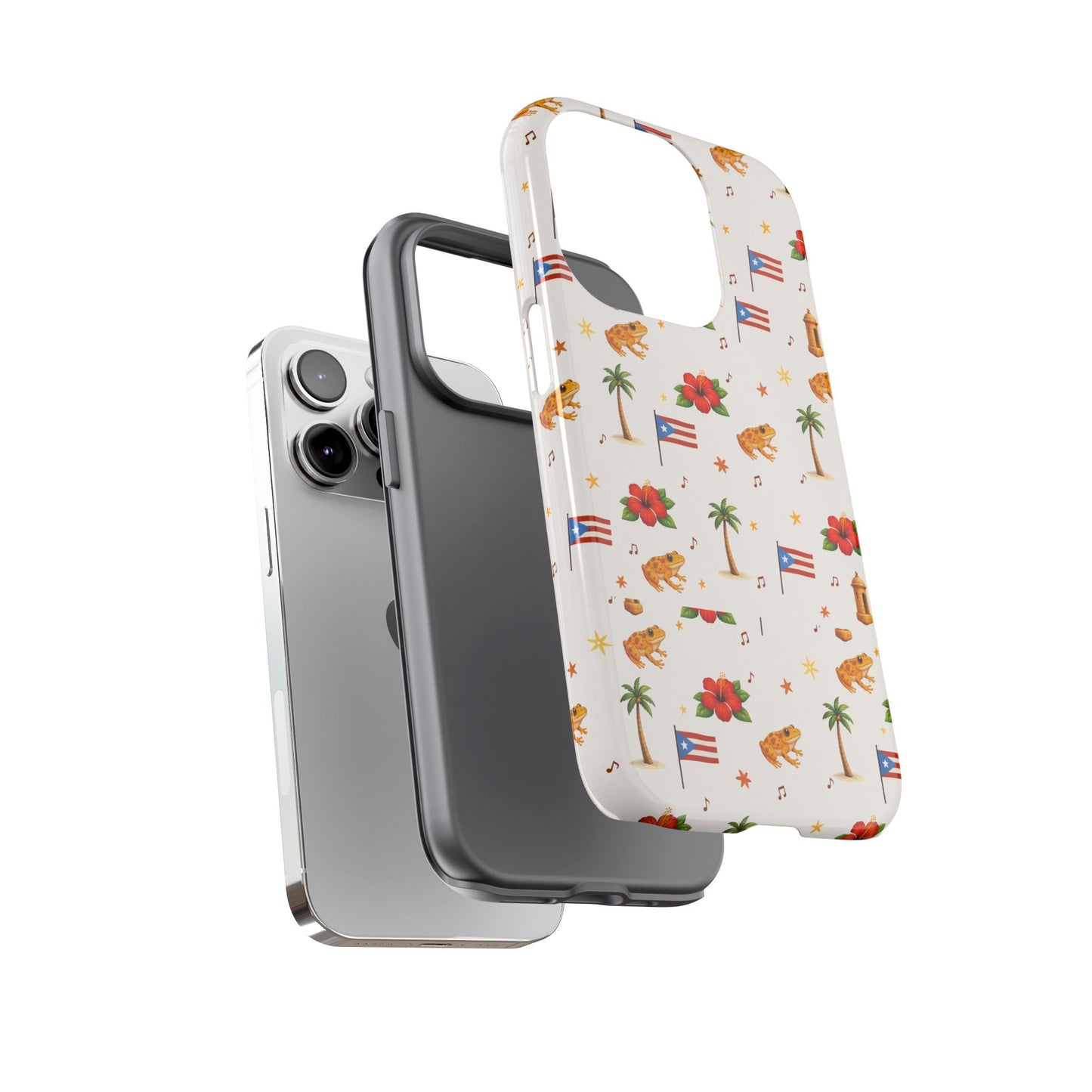 Puerto Rico Pattern Phone Case — Tropical Flag, Hibiscus & Coqui Tough Case