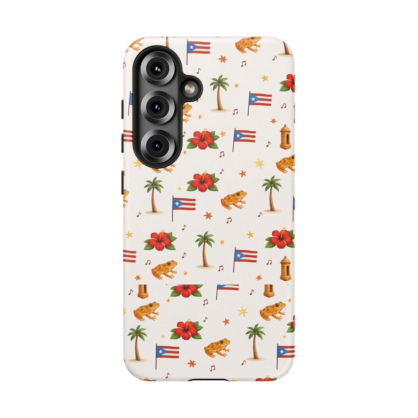 Puerto Rico Pattern Phone Case — Tropical Flag, Hibiscus & Coqui Tough Case