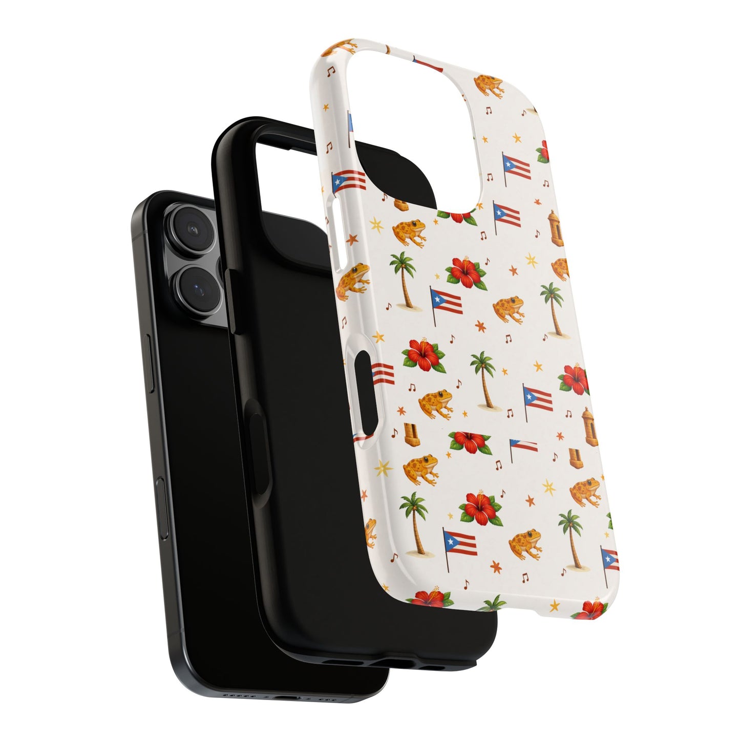 Puerto Rico Pattern Phone Case — Tropical Flag, Hibiscus & Coqui Tough Case
