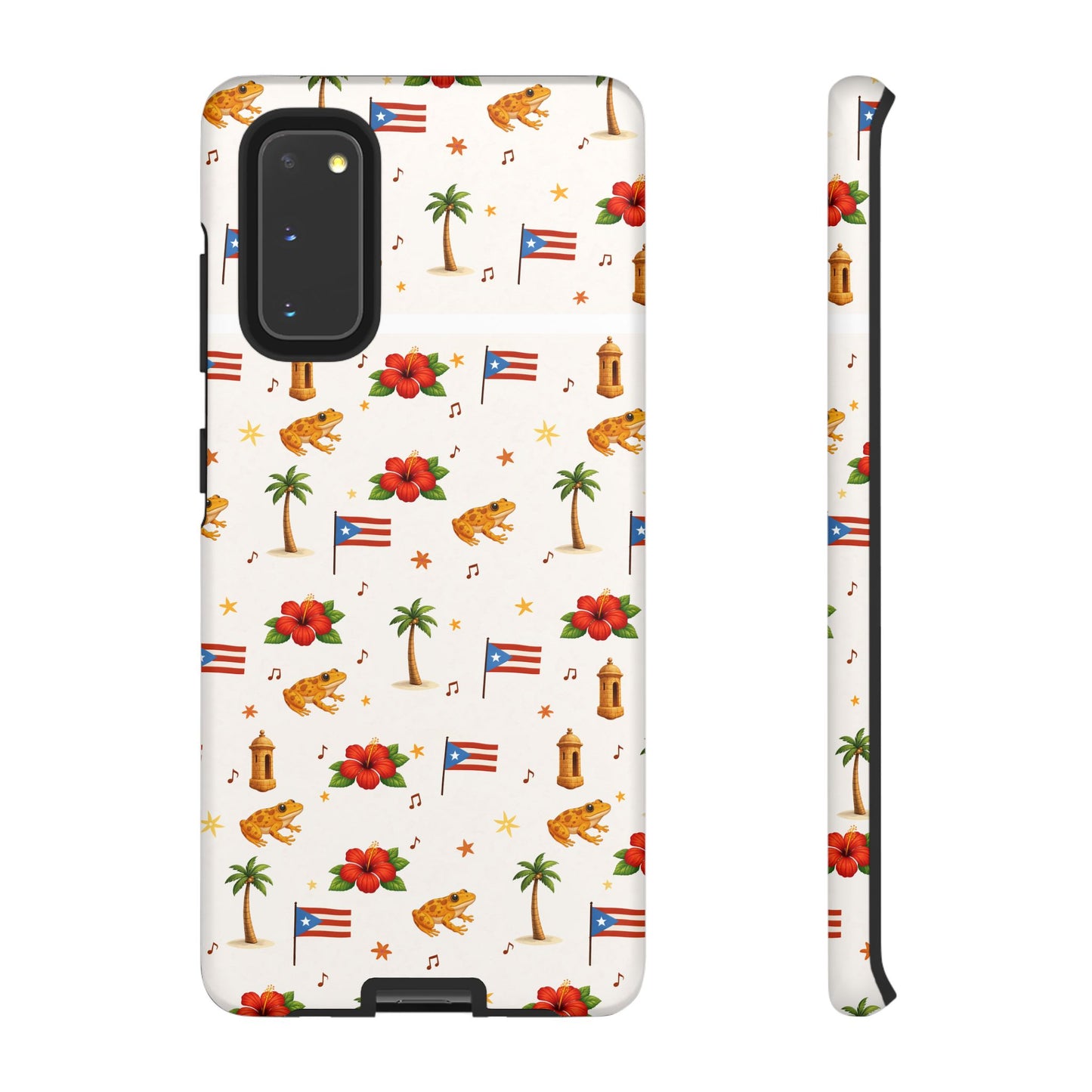 Puerto Rico Pattern Phone Case — Tropical Flag, Hibiscus & Coqui Tough Case
