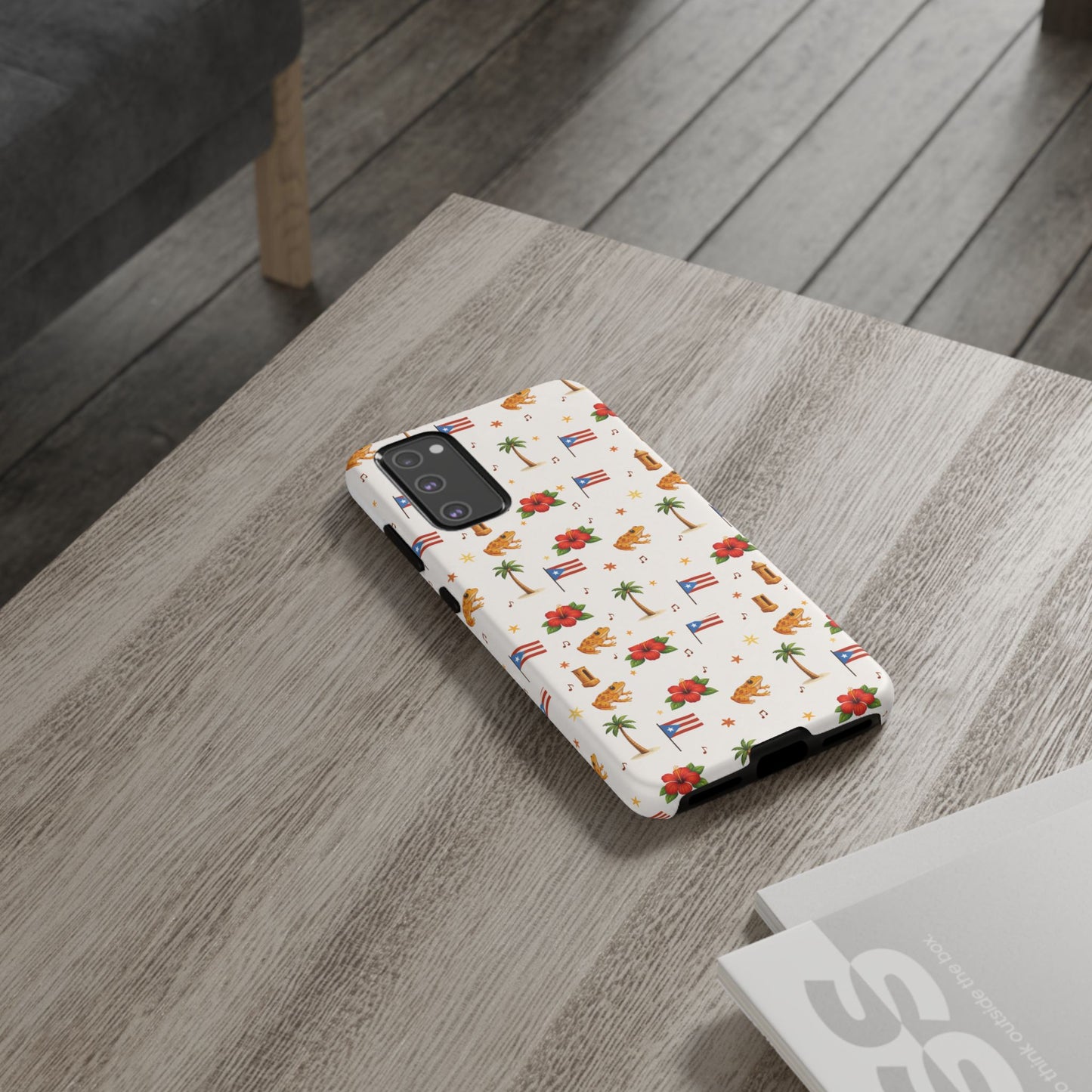 Puerto Rico Pattern Phone Case — Tropical Flag, Hibiscus & Coqui Tough Case