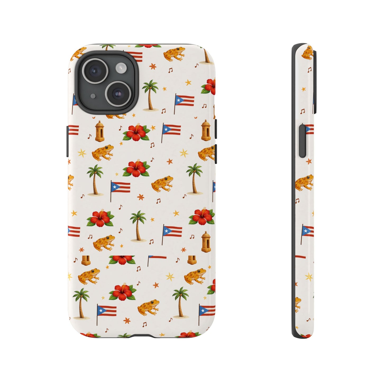 Puerto Rico Pattern Phone Case — Tropical Flag, Hibiscus & Coqui Tough Case