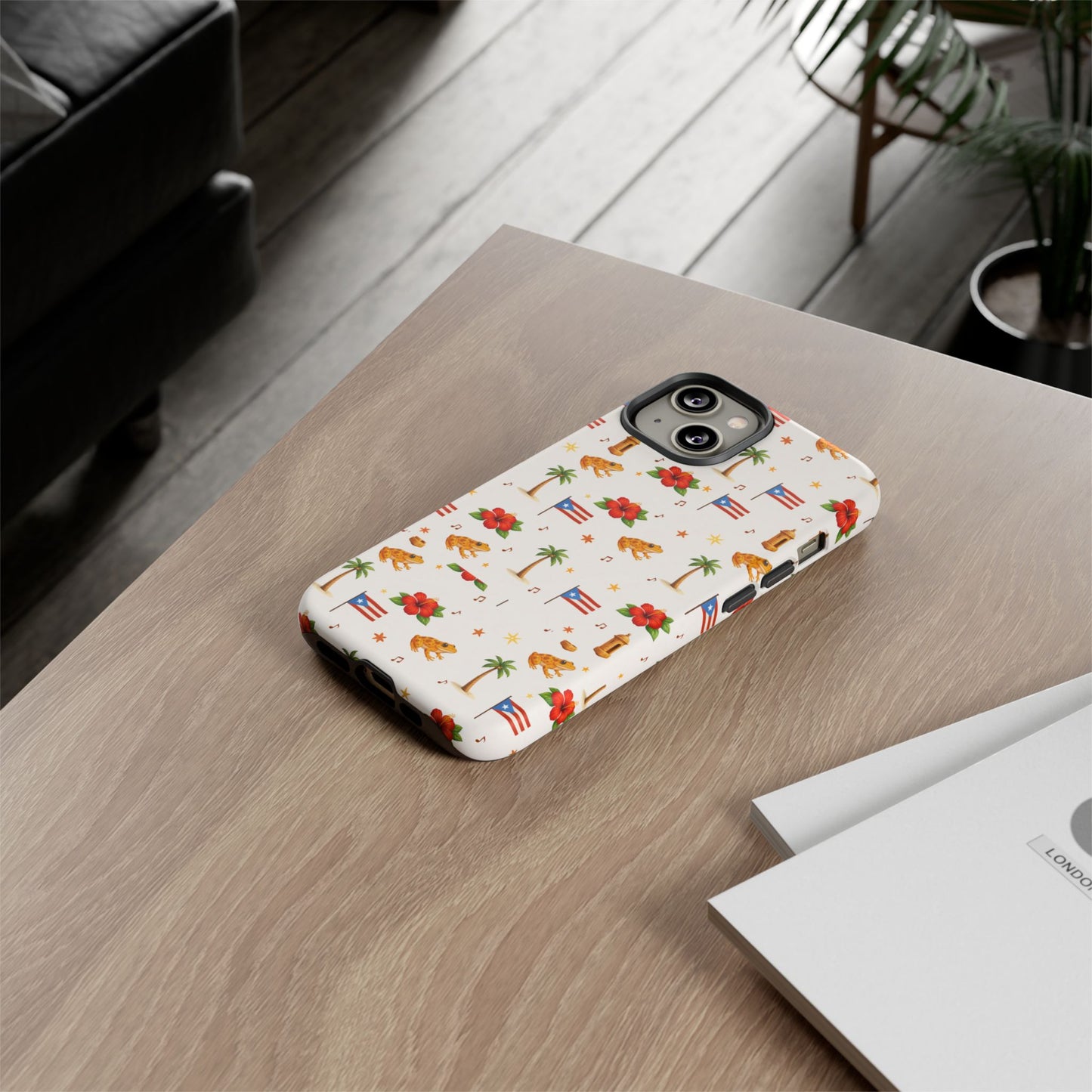 Puerto Rico Pattern Phone Case — Tropical Flag, Hibiscus & Coqui Tough Case