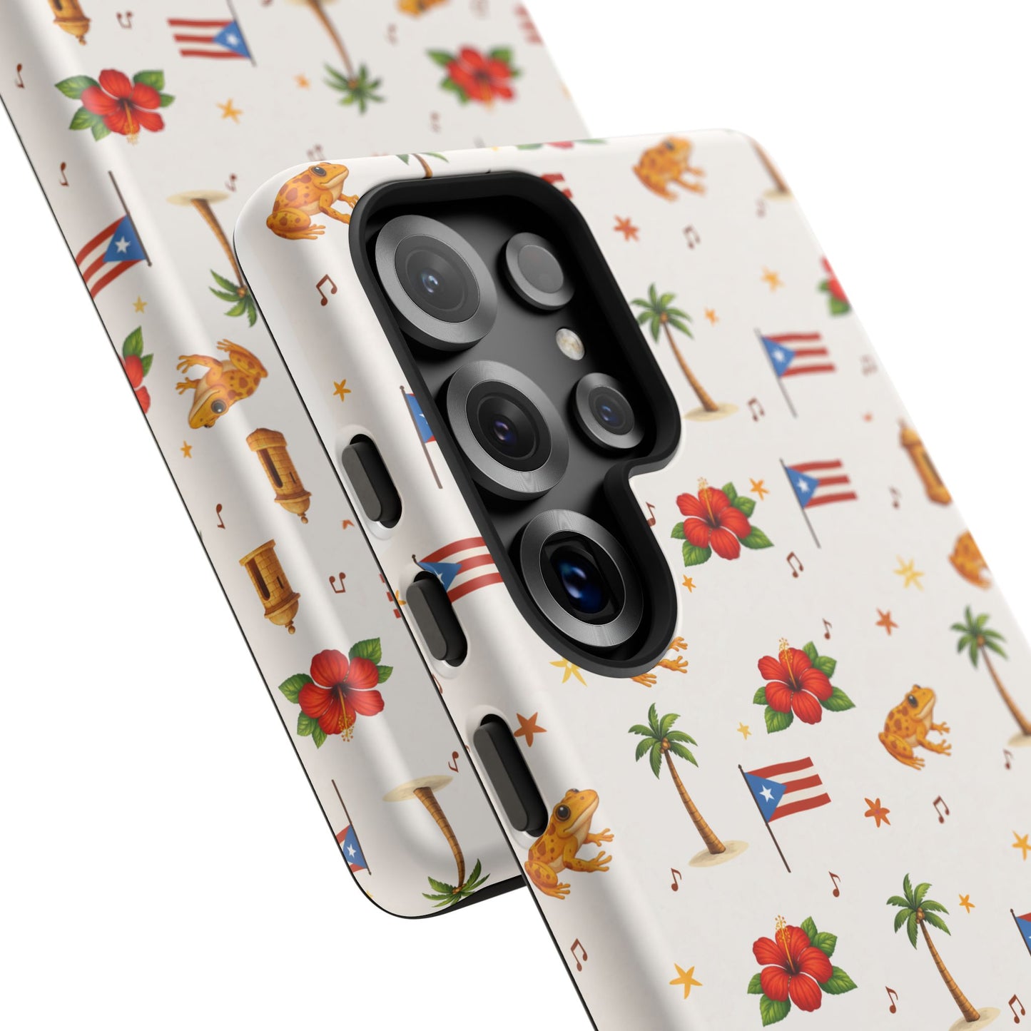 Puerto Rico Pattern Phone Case — Tropical Flag, Hibiscus & Coqui Tough Case