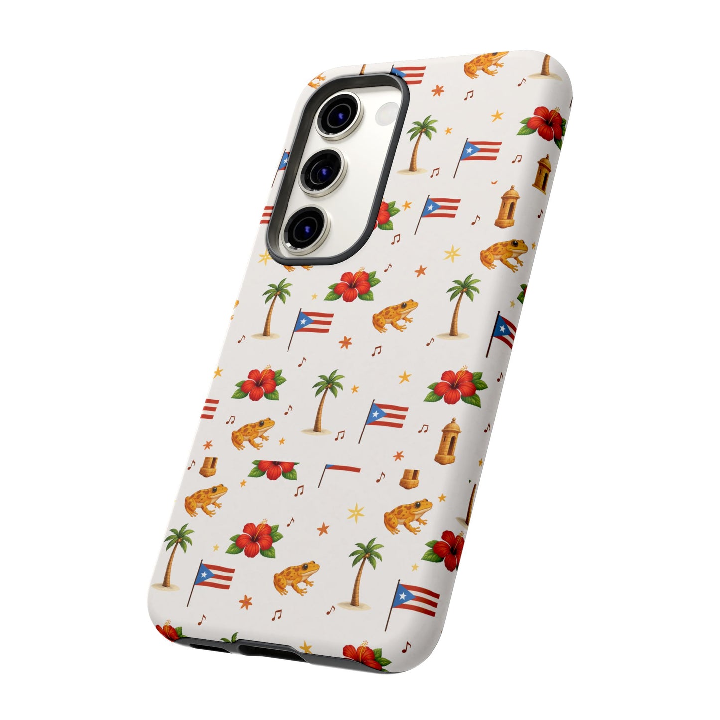Puerto Rico Pattern Phone Case — Tropical Flag, Hibiscus & Coqui Tough Case