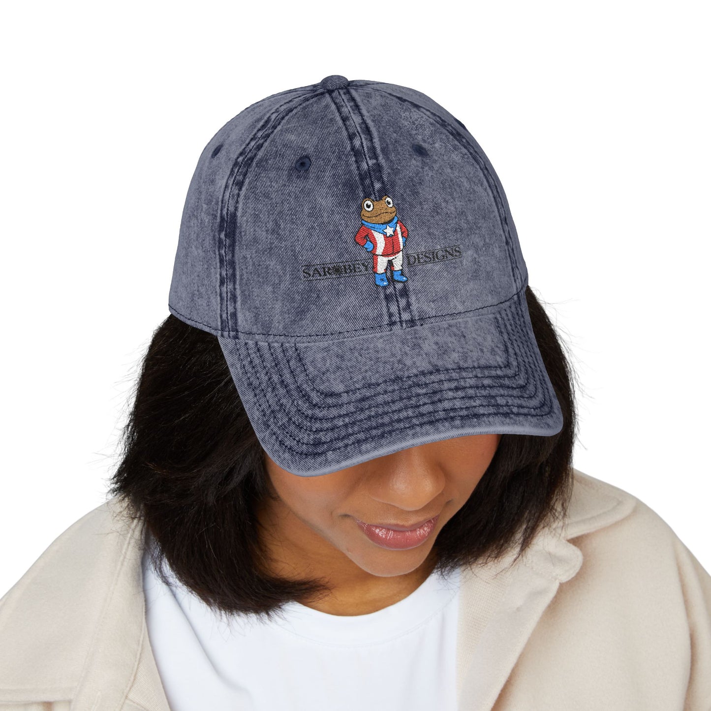 Vintage Puerto Rican Concho Hat . Boricua Embroidered Dad Cap . Washed Denim Style Baseball Cap . Island Pride Streetwear