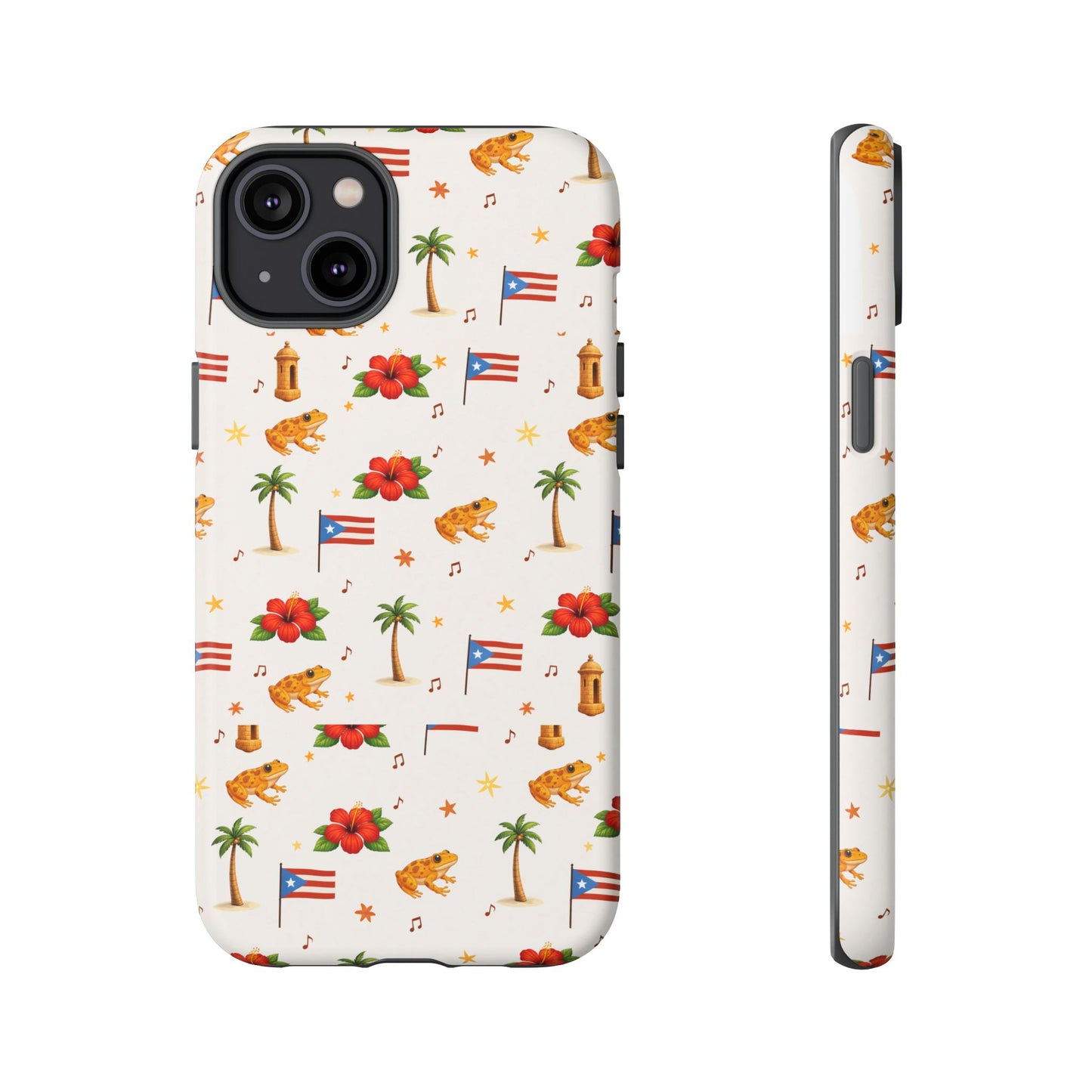 Puerto Rico Pattern Phone Case — Tropical Flag, Hibiscus & Coqui Tough Case