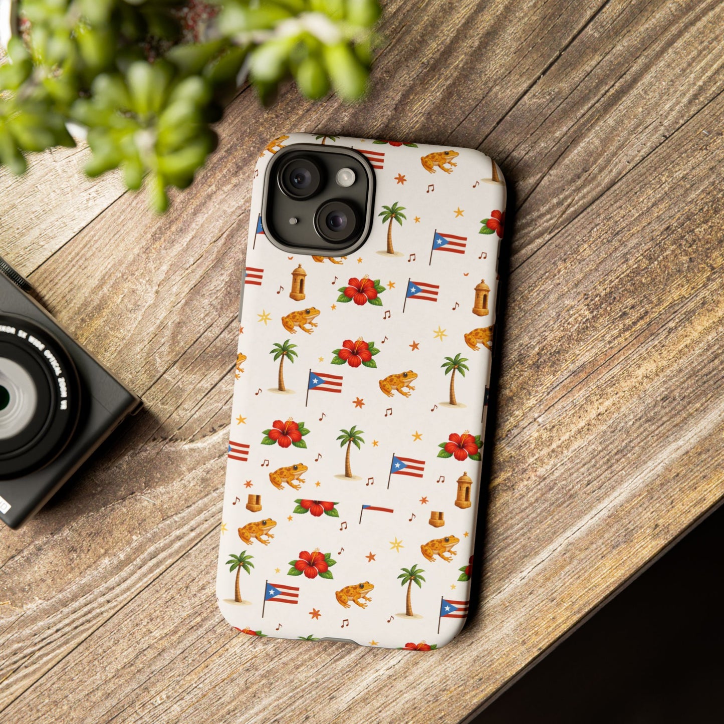 Puerto Rico Pattern Phone Case — Tropical Flag, Hibiscus & Coqui Tough Case