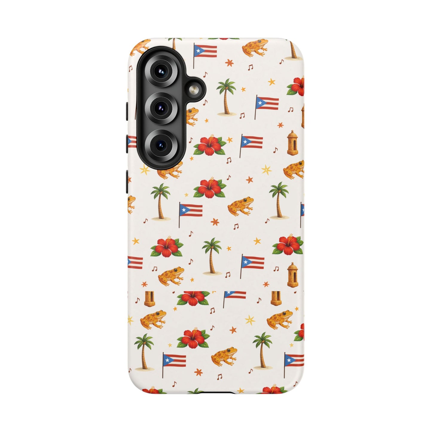 Puerto Rico Pattern Phone Case — Tropical Flag, Hibiscus & Coqui Tough Case