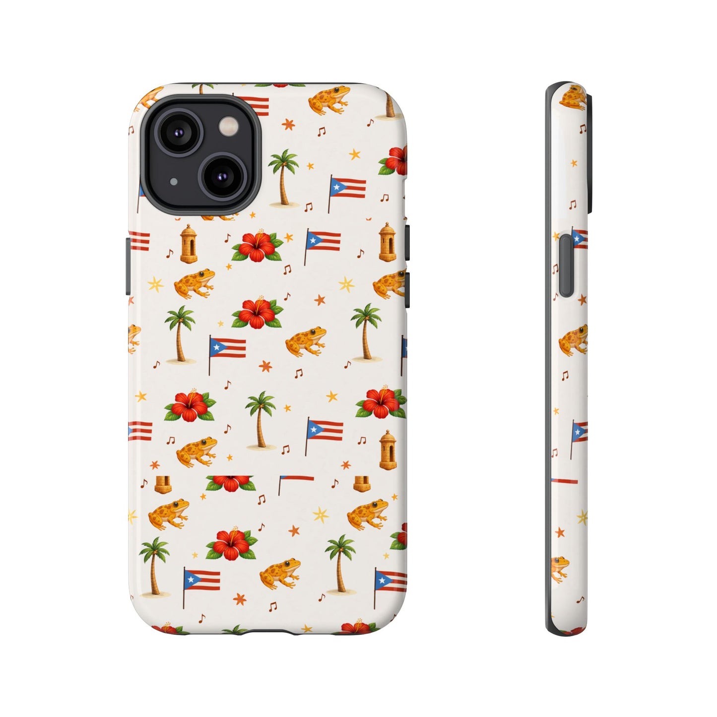 Puerto Rico Pattern Phone Case — Tropical Flag, Hibiscus & Coqui Tough Case