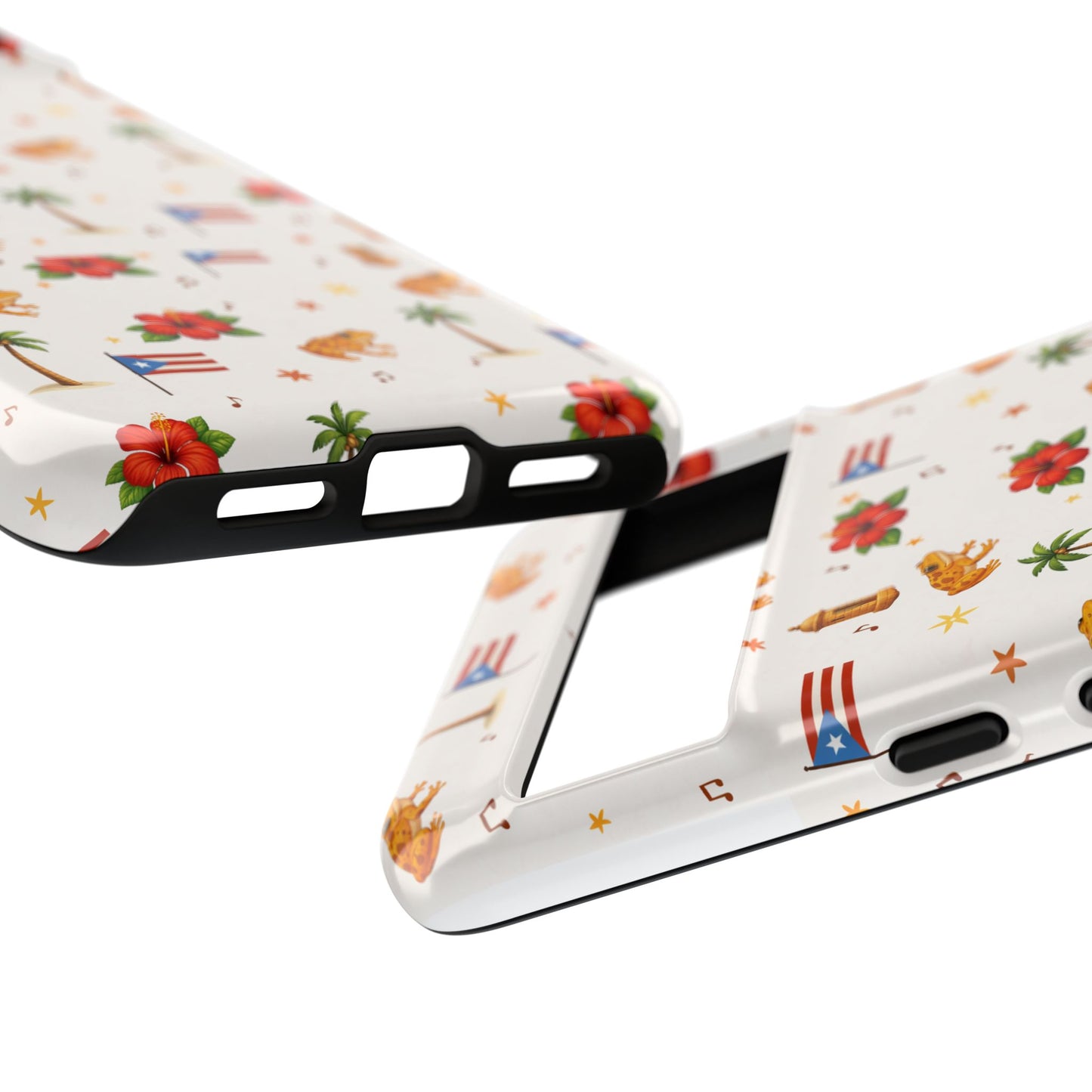 Puerto Rico Pattern Phone Case — Tropical Flag, Hibiscus & Coqui Tough Case