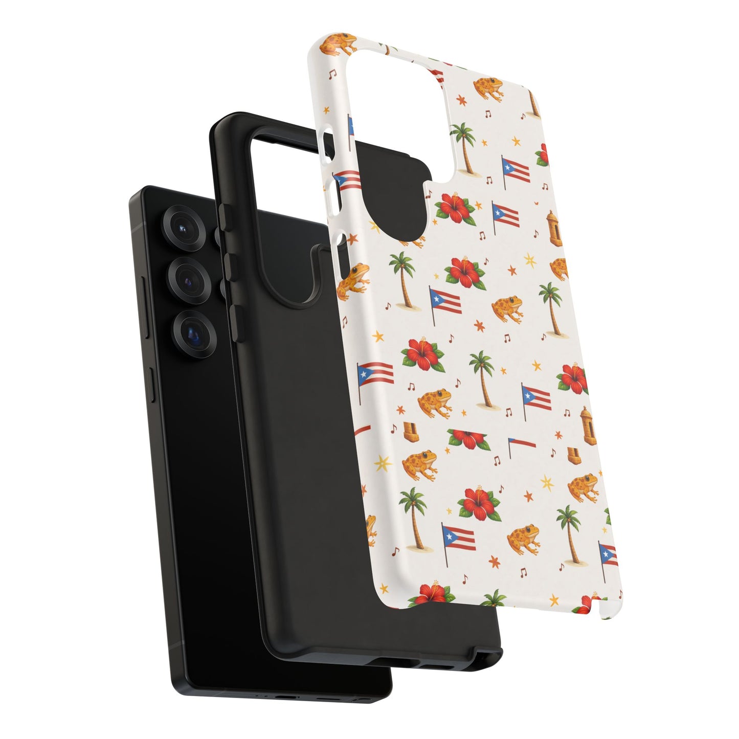 Puerto Rico Pattern Phone Case — Tropical Flag, Hibiscus & Coqui Tough Case