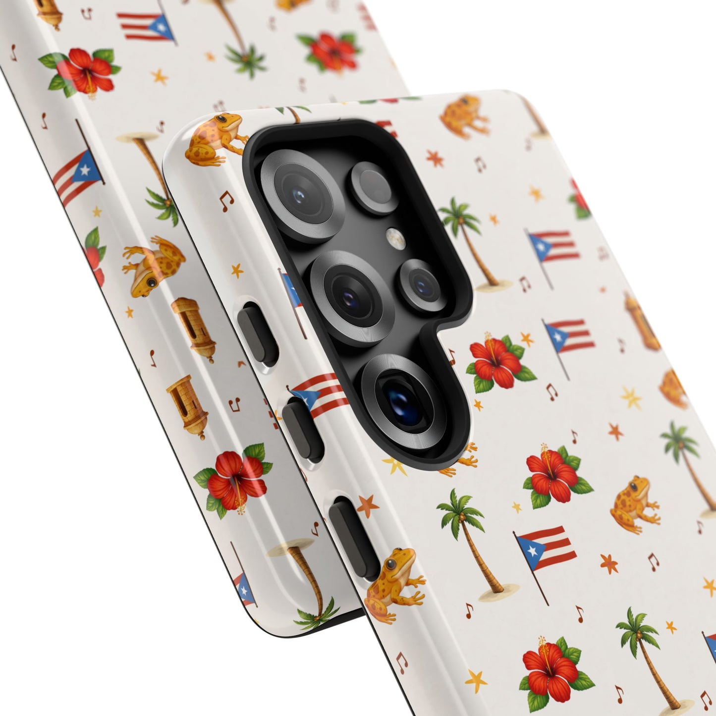 Puerto Rico Pattern Phone Case — Tropical Flag, Hibiscus & Coqui Tough Case