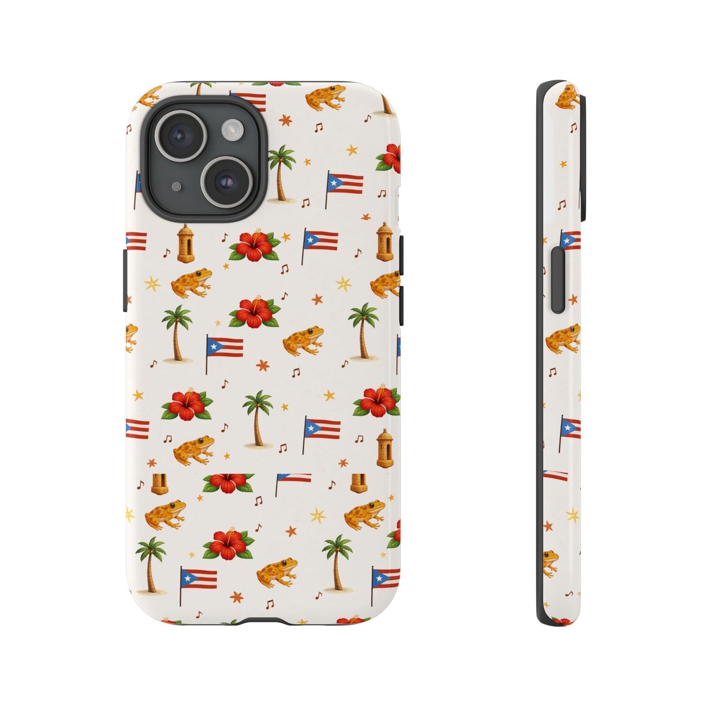 Puerto Rico Pattern Phone Case — Tropical Flag, Hibiscus & Coqui Tough Case