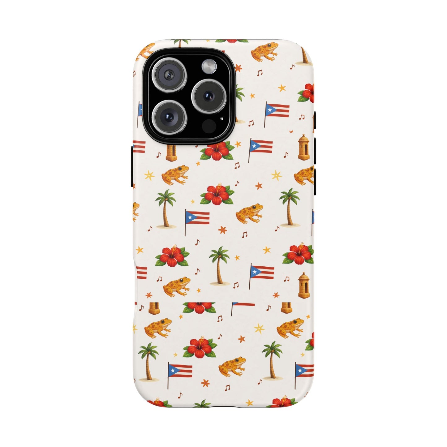 Puerto Rico Pattern Phone Case — Tropical Flag, Hibiscus & Coqui Tough Case