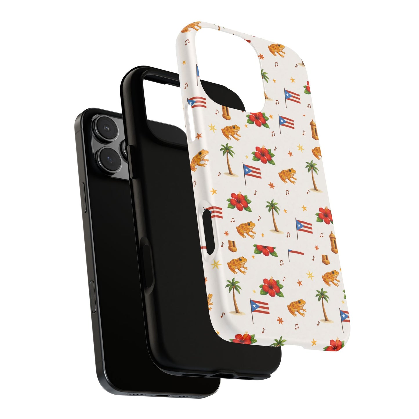Puerto Rico Pattern Phone Case — Tropical Flag, Hibiscus & Coqui Tough Case