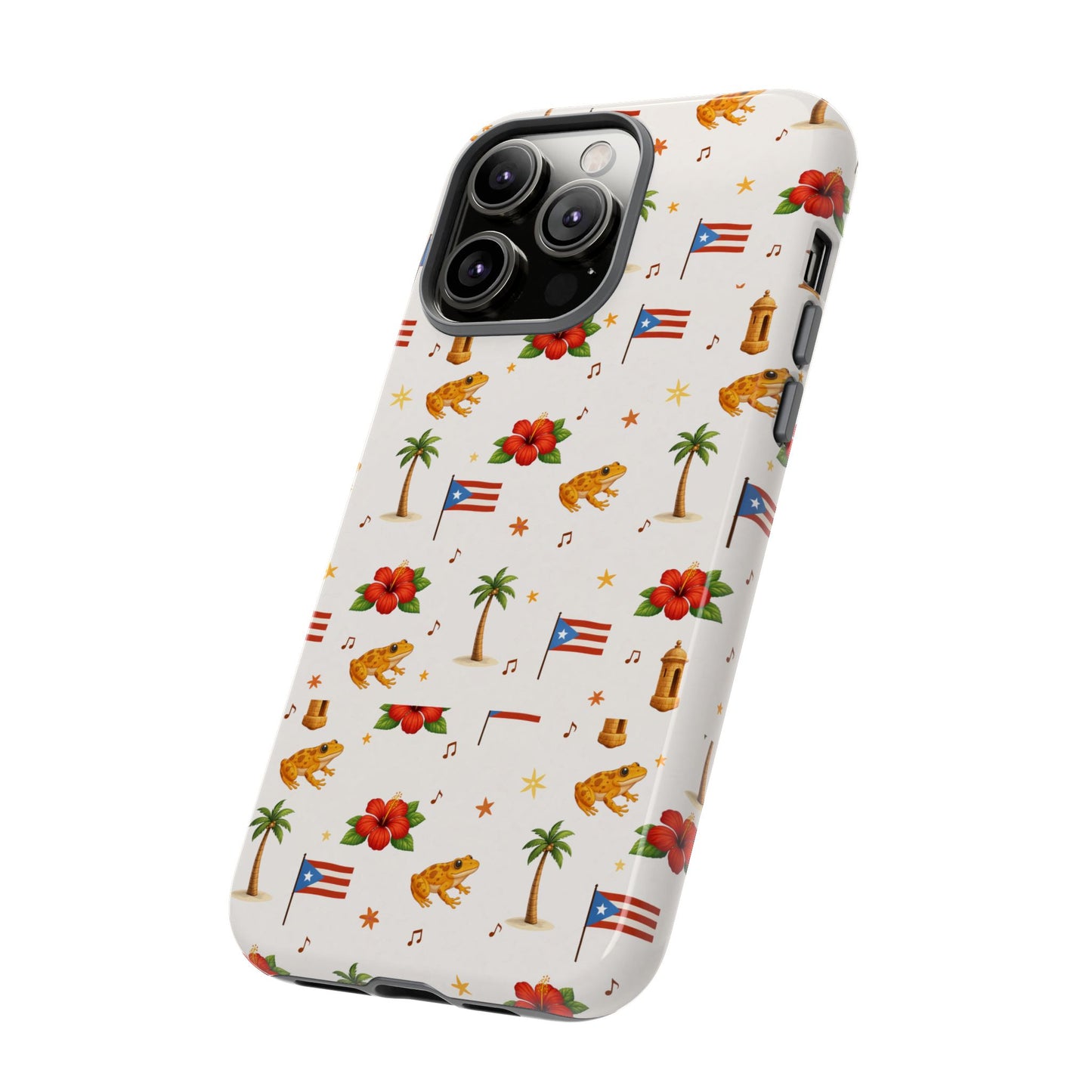 Puerto Rico Pattern Phone Case — Tropical Flag, Hibiscus & Coqui Tough Case