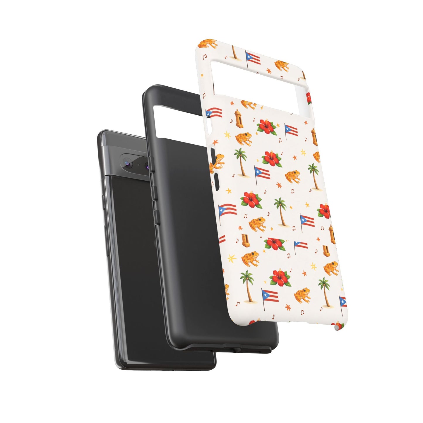 Puerto Rico Pattern Phone Case — Tropical Flag, Hibiscus & Coqui Tough Case