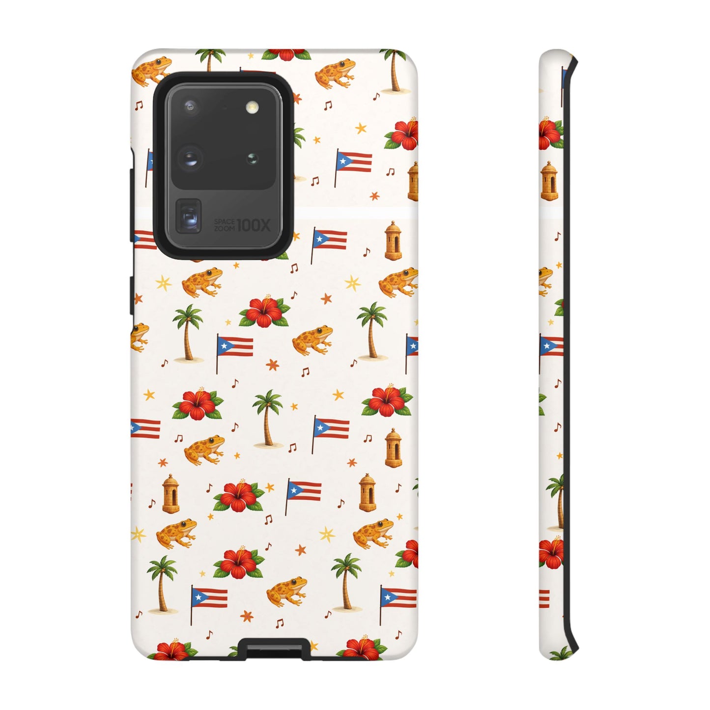 Puerto Rico Pattern Phone Case — Tropical Flag, Hibiscus & Coqui Tough Case