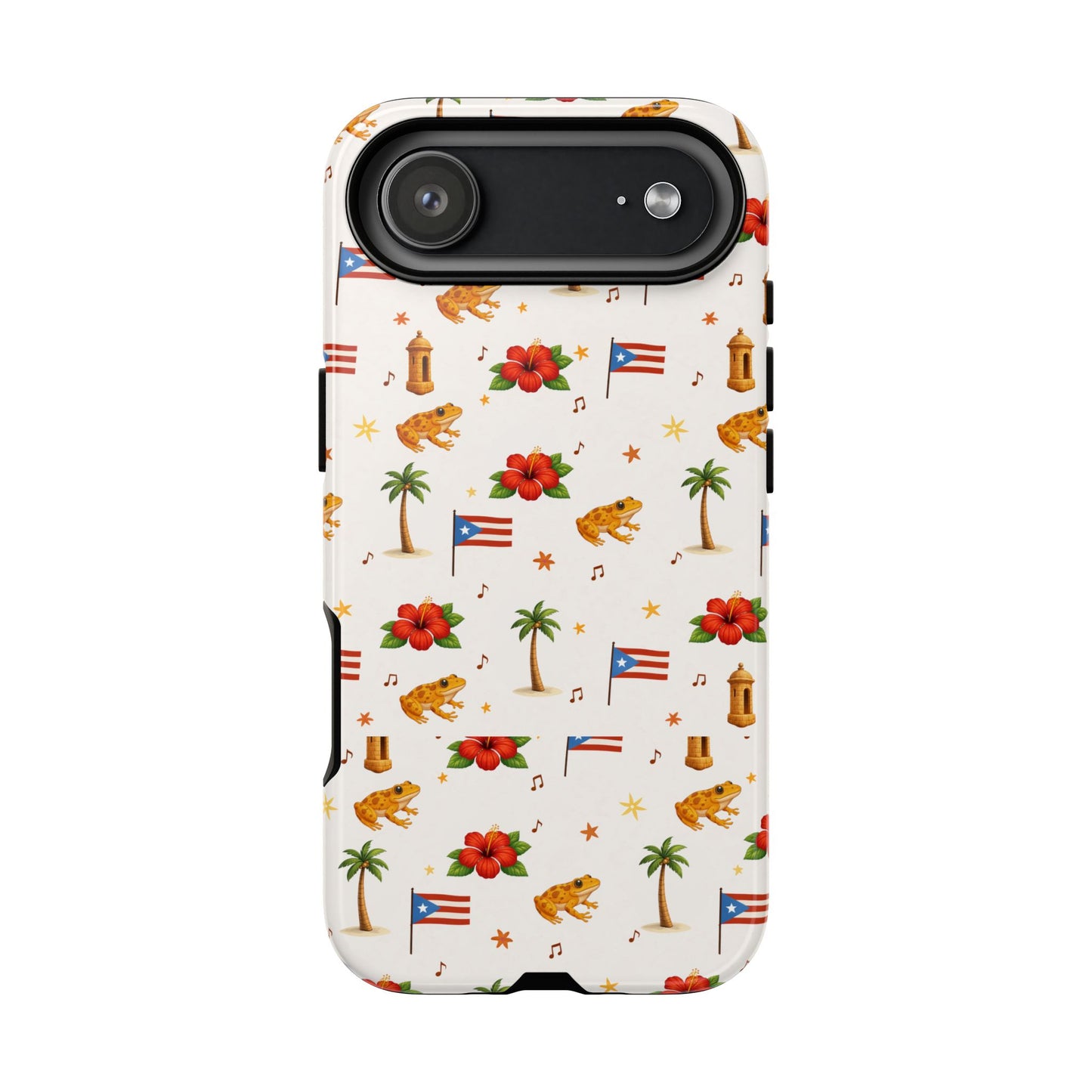 Puerto Rico Pattern Phone Case — Tropical Flag, Hibiscus & Coqui Tough Case