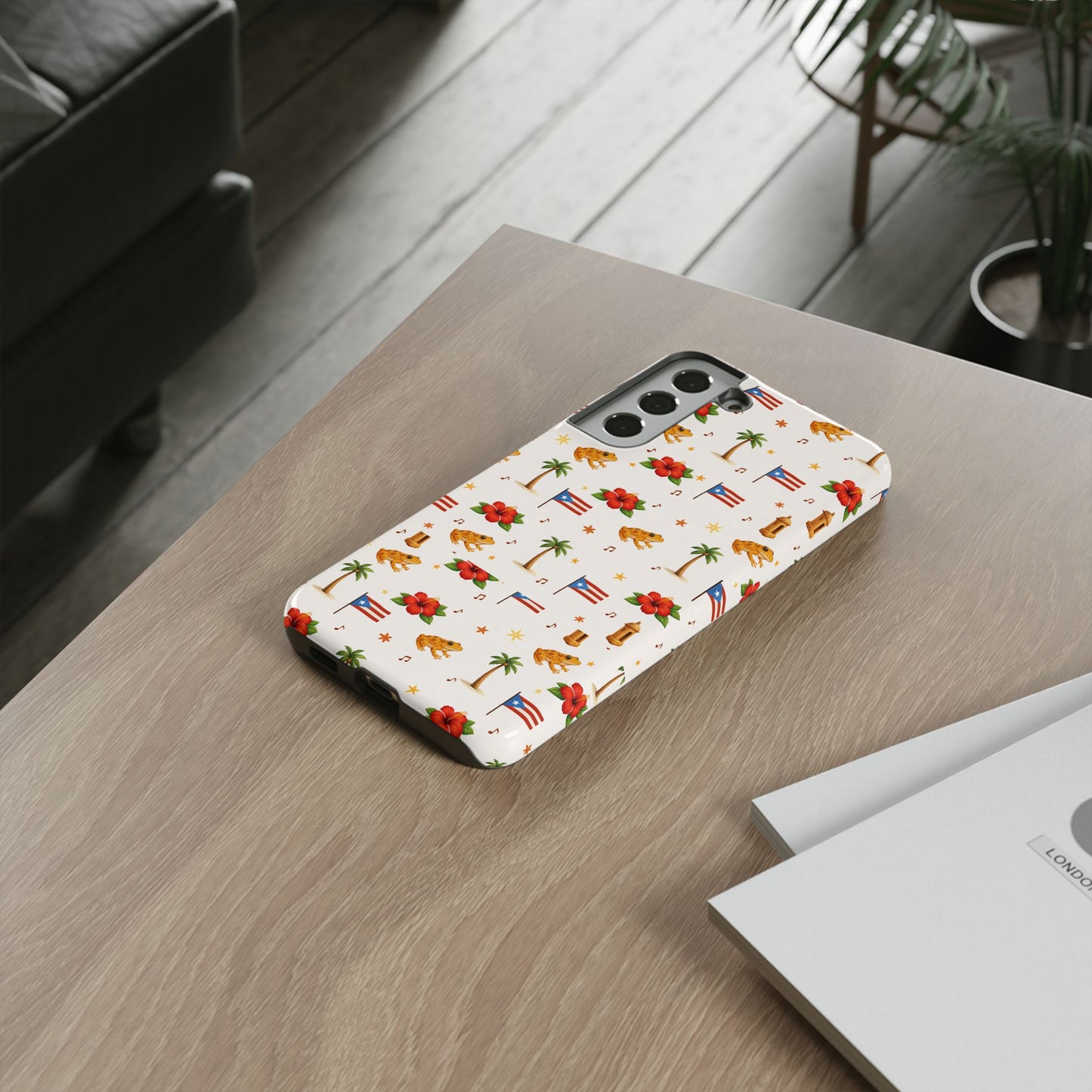Puerto Rico Pattern Phone Case — Tropical Flag, Hibiscus & Coqui Tough Case