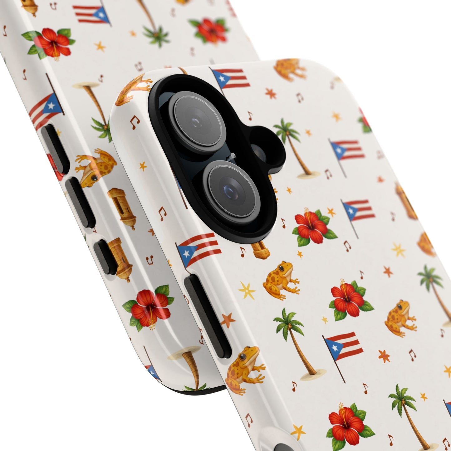 Puerto Rico Pattern Phone Case — Tropical Flag, Hibiscus & Coqui Tough Case