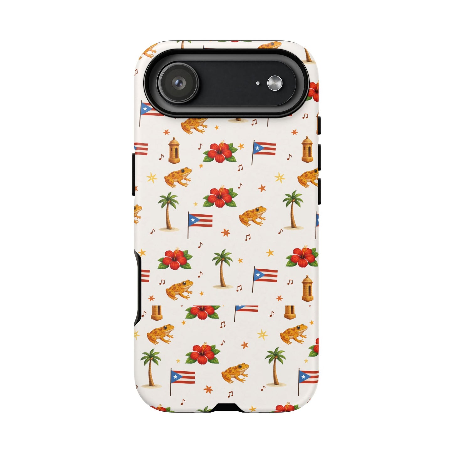 Puerto Rico Pattern Phone Case — Tropical Flag, Hibiscus & Coqui Tough Case