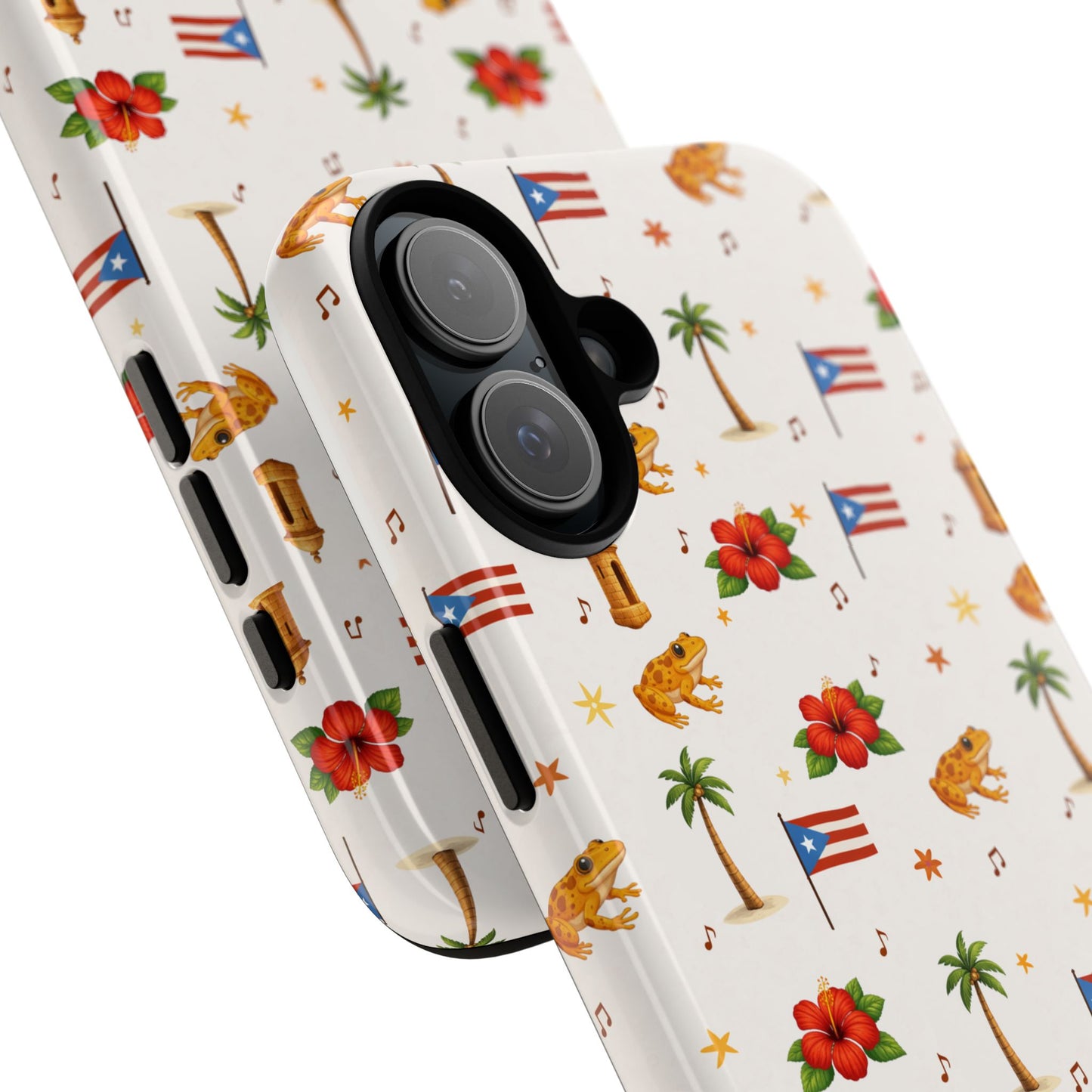 Puerto Rico Pattern Phone Case — Tropical Flag, Hibiscus & Coqui Tough Case