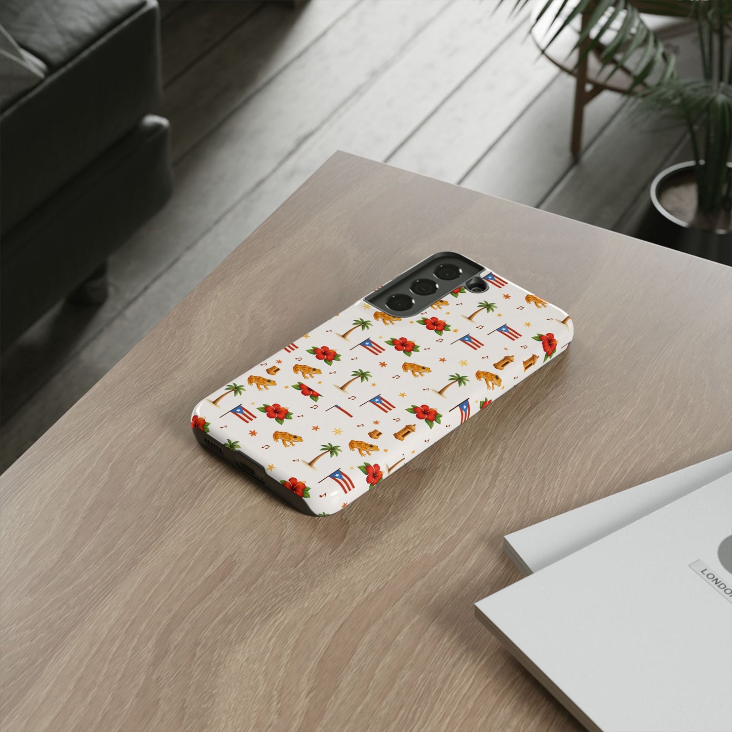 Puerto Rico Pattern Phone Case — Tropical Flag, Hibiscus & Coqui Tough Case