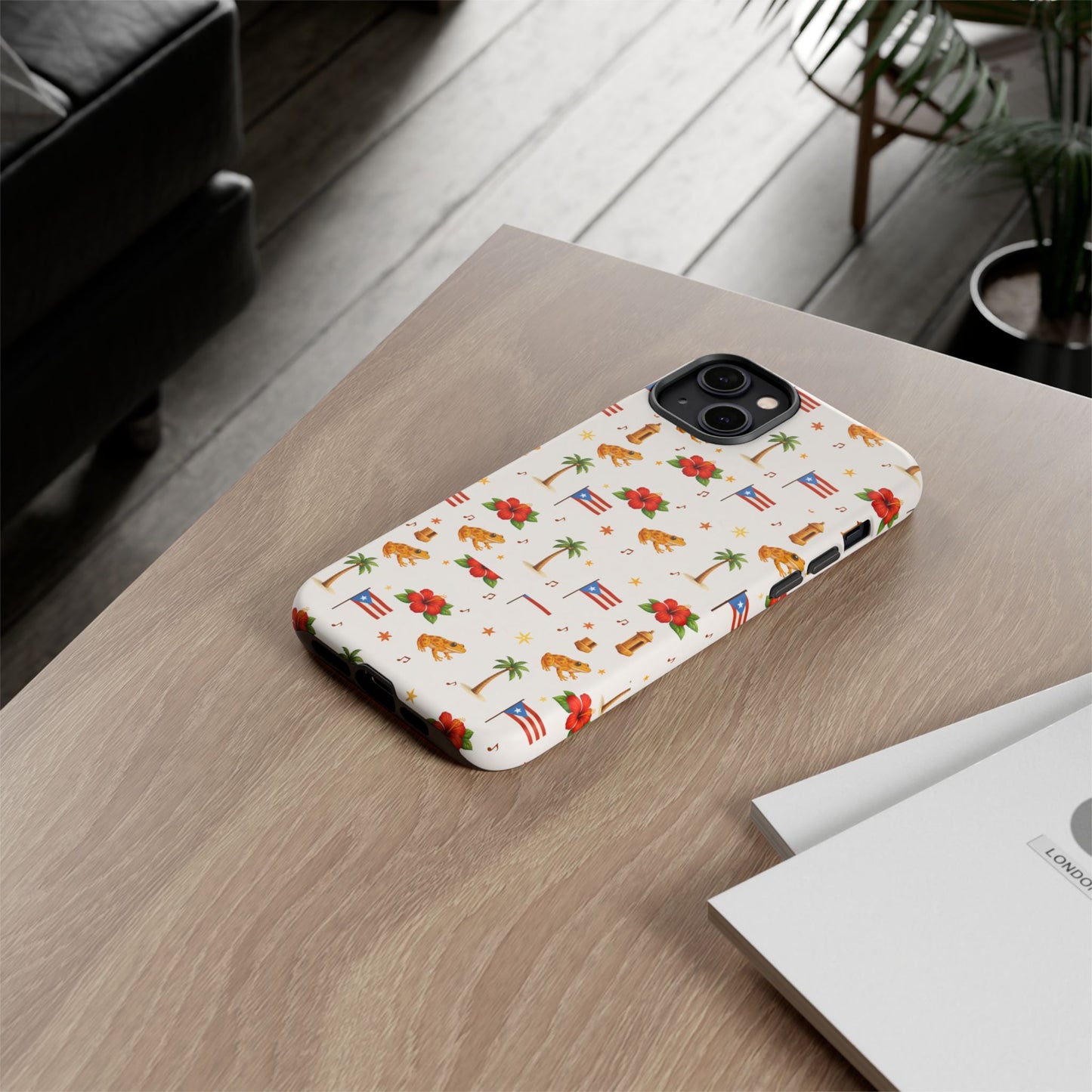 Puerto Rico Pattern Phone Case — Tropical Flag, Hibiscus & Coqui Tough Case