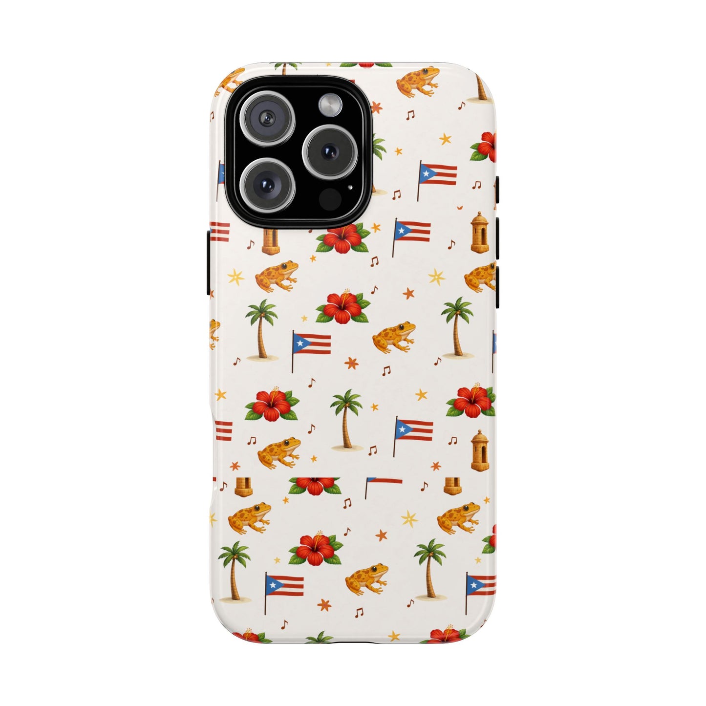 Puerto Rico Pattern Phone Case — Tropical Flag, Hibiscus & Coqui Tough Case