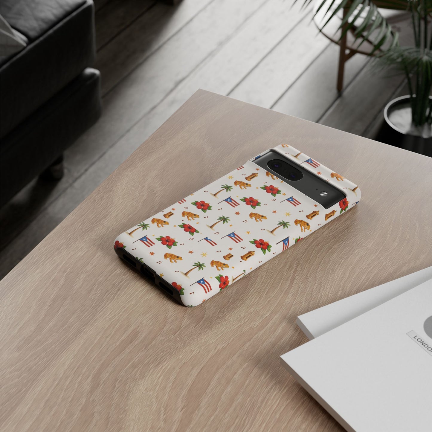 Puerto Rico Pattern Phone Case — Tropical Flag, Hibiscus & Coqui Tough Case