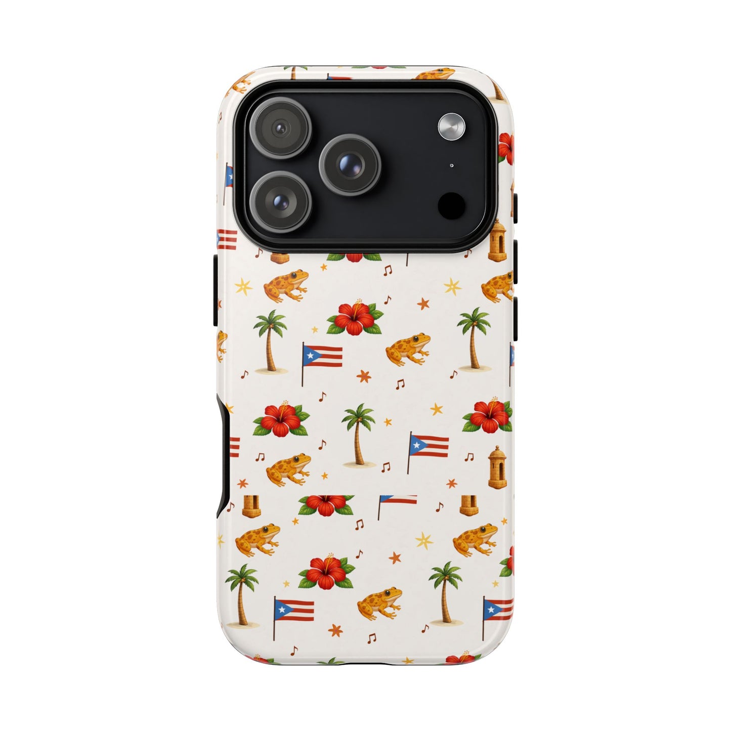 Puerto Rico Pattern Phone Case — Tropical Flag, Hibiscus & Coqui Tough Case